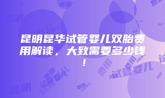 昆明昆华试管婴儿双胎费用解读，大致需要多少钱！