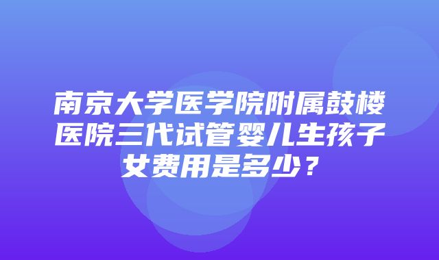 南京大学医学院附属鼓楼医院三代试管婴儿生孩子女费用是多少？