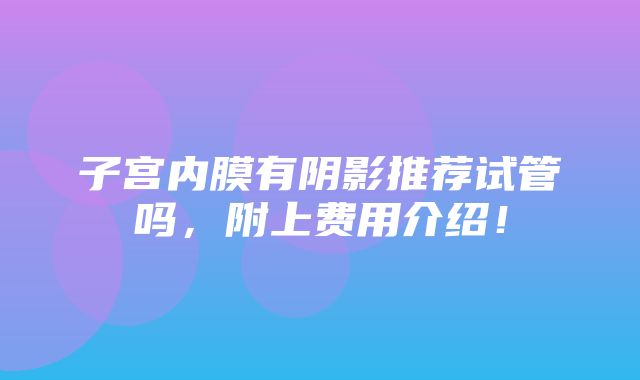 子宫内膜有阴影推荐试管吗，附上费用介绍！