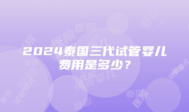 2024泰国三代试管婴儿费用是多少？