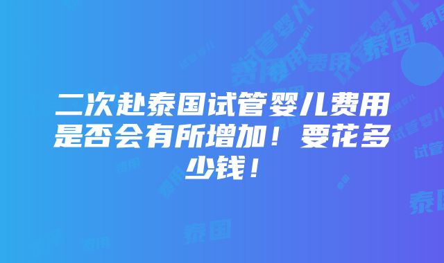 二次赴泰国试管婴儿费用是否会有所增加！要花多少钱！