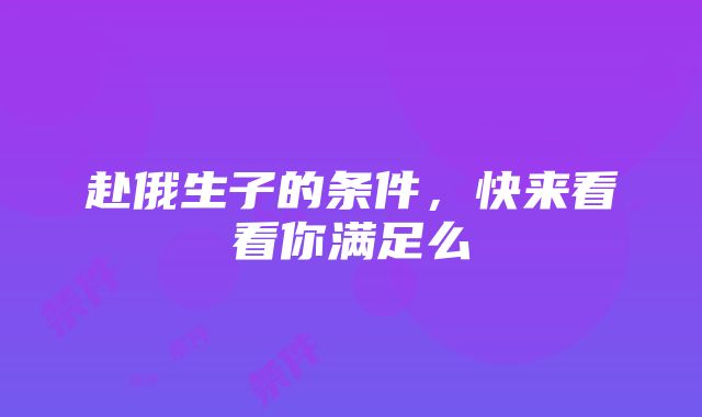 赴俄生子的条件，快来看看你满足么