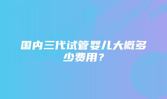 国内三代试管婴儿大概多少费用？