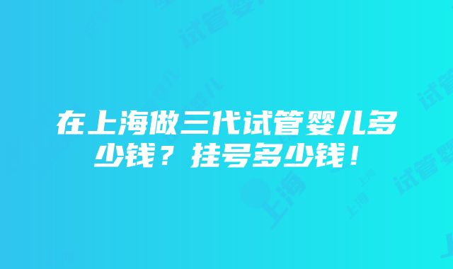 在上海做三代试管婴儿多少钱？挂号多少钱！