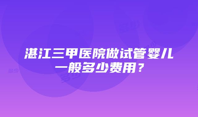 湛江三甲医院做试管婴儿一般多少费用？