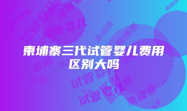 柬埔寨三代试管婴儿费用区别大吗