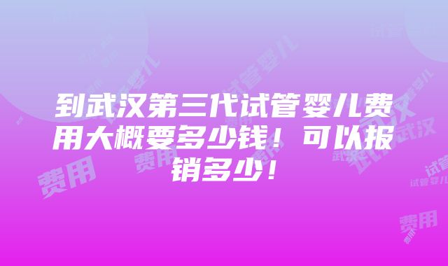 到武汉第三代试管婴儿费用大概要多少钱！可以报销多少！