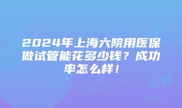 2024年上海六院用医保做试管能花多少钱？成功率怎么样！