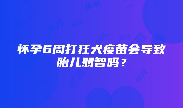 怀孕6周打狂犬疫苗会导致胎儿弱智吗？