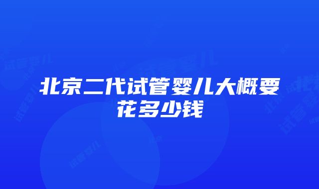 北京二代试管婴儿大概要花多少钱