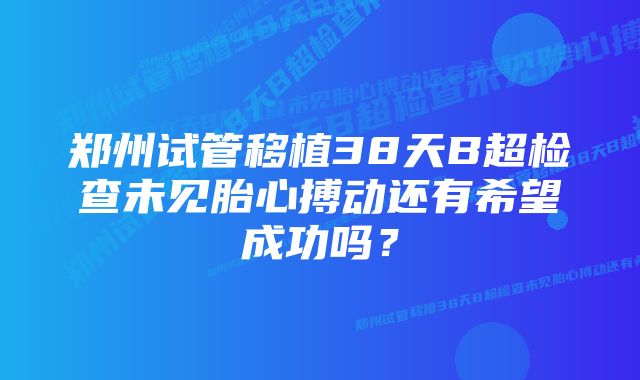 郑州试管移植38天B超检查未见胎心搏动还有希望成功吗？