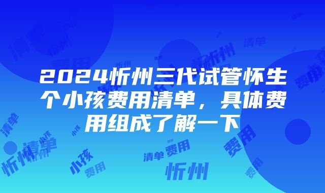 2024忻州三代试管怀生个小孩费用清单，具体费用组成了解一下