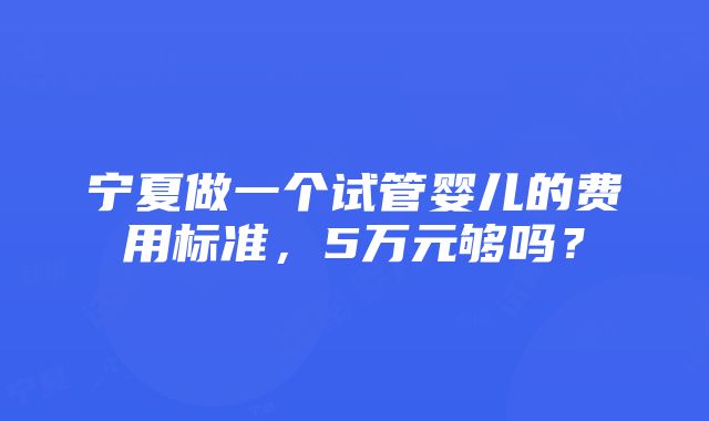 宁夏做一个试管婴儿的费用标准，5万元够吗？