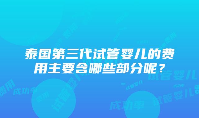 泰国第三代试管婴儿的费用主要含哪些部分呢？