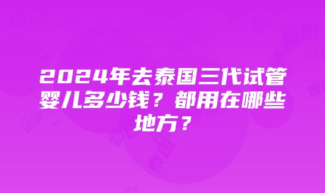 2024年去泰国三代试管婴儿多少钱？都用在哪些地方？