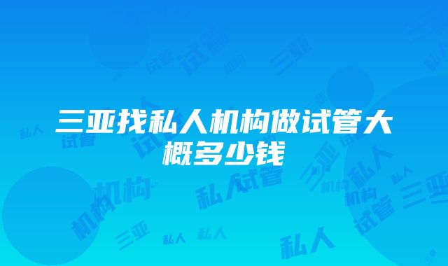 三亚找私人机构做试管大概多少钱