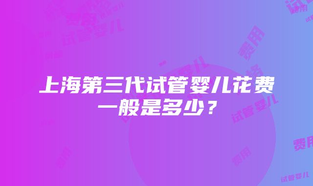 上海第三代试管婴儿花费一般是多少？