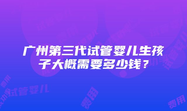 广州第三代试管婴儿生孩子大概需要多少钱？