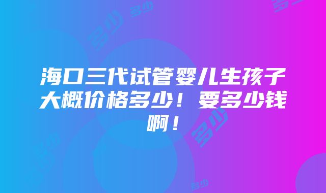 海口三代试管婴儿生孩子大概价格多少！要多少钱啊！