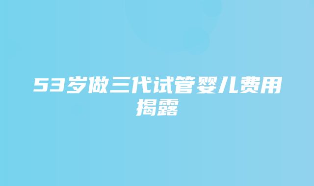 53岁做三代试管婴儿费用揭露