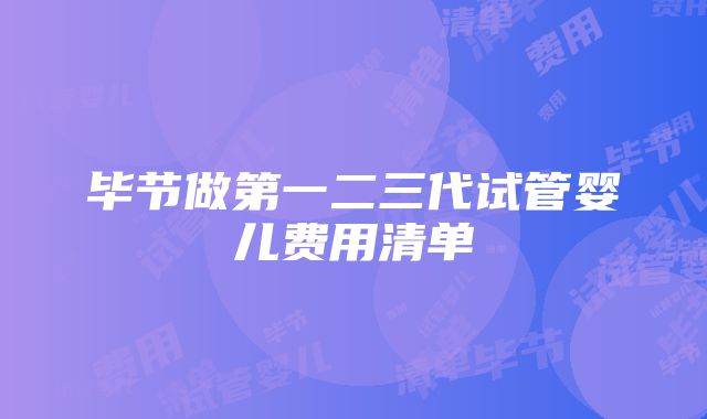 毕节做第一二三代试管婴儿费用清单