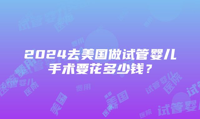 2024去美国做试管婴儿手术要花多少钱？