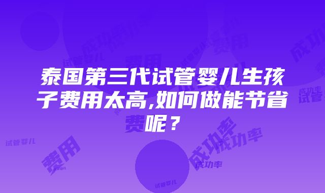 泰国第三代试管婴儿生孩子费用太高,如何做能节省呢？