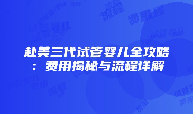 赴美三代试管婴儿全攻略：费用揭秘与流程详解