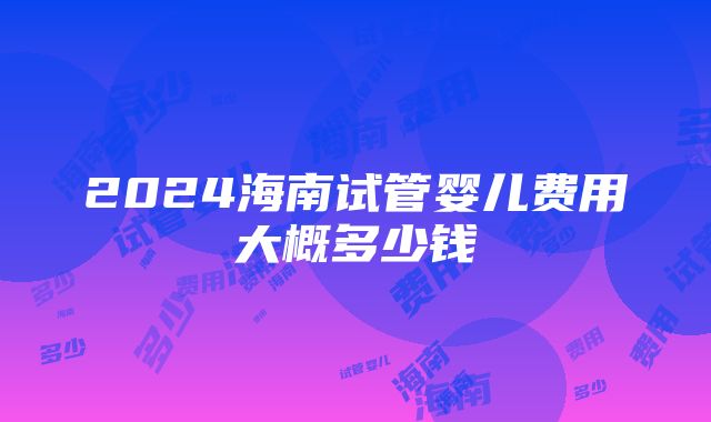 2024海南试管婴儿费用大概多少钱