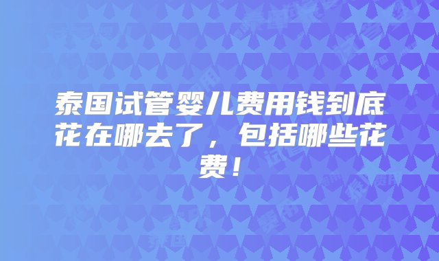 泰国试管婴儿费用钱到底花在哪去了，包括哪些花费！