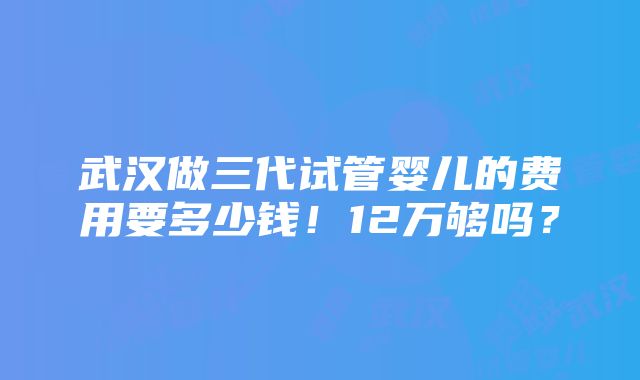 武汉做三代试管婴儿的费用要多少钱！12万够吗？