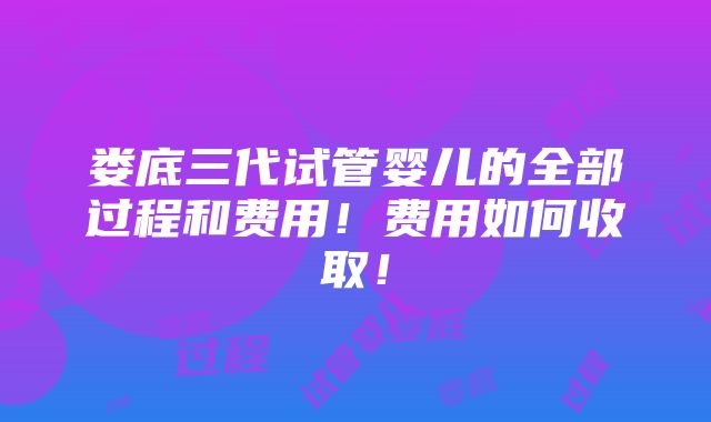 娄底三代试管婴儿的全部过程和费用！费用如何收取！