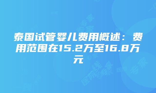 泰国试管婴儿费用概述：费用范围在15.2万至16.8万元