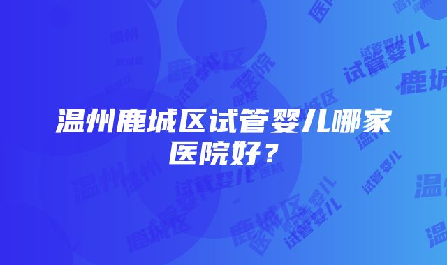 温州鹿城区试管婴儿哪家医院好？