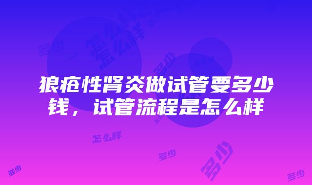 狼疮性肾炎做试管要多少钱，试管流程是怎么样