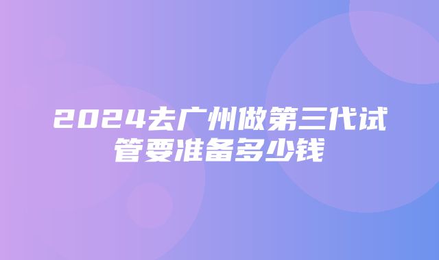 2024去广州做第三代试管要准备多少钱