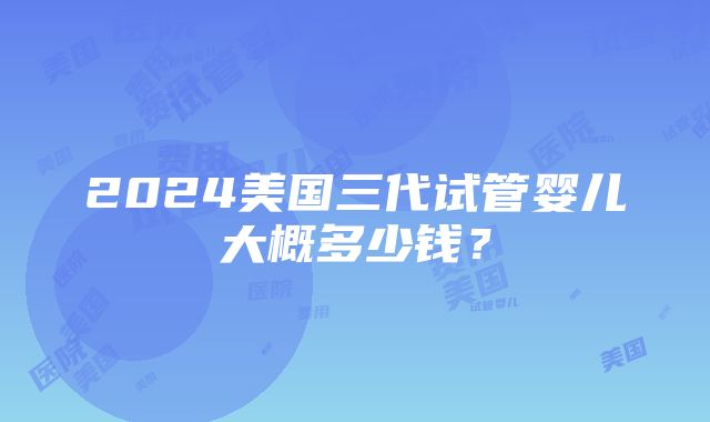 2024美国三代试管婴儿大概多少钱？