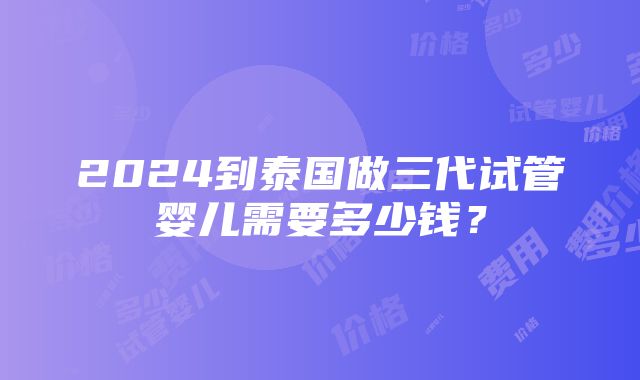 2024到泰国做三代试管婴儿需要多少钱？