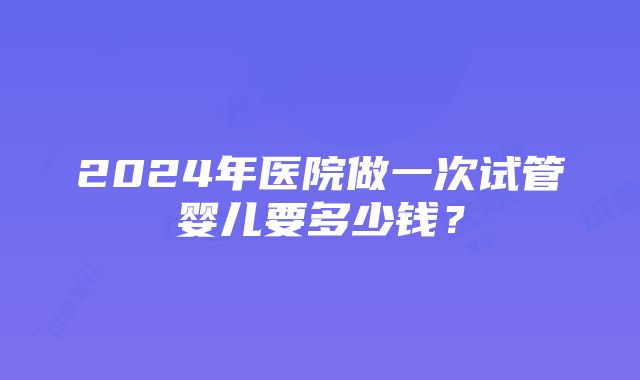 2024年医院做一次试管婴儿要多少钱？