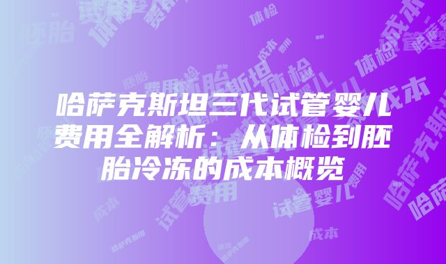 哈萨克斯坦三代试管婴儿费用全解析：从体检到胚胎冷冻的成本概览