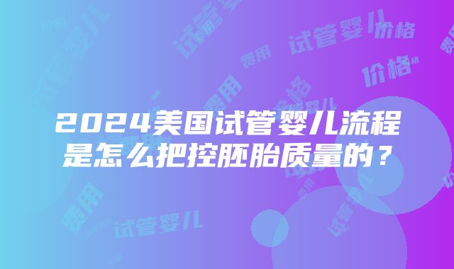 2024美国试管婴儿流程是怎么把控胚胎质量的？