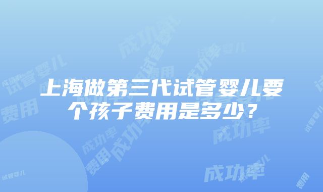 上海做第三代试管婴儿要个孩子费用是多少？