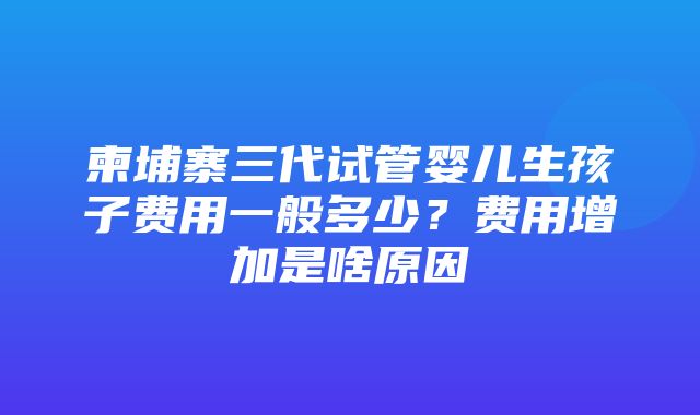 柬埔寨三代试管婴儿生孩子费用一般多少？费用增加是啥原因