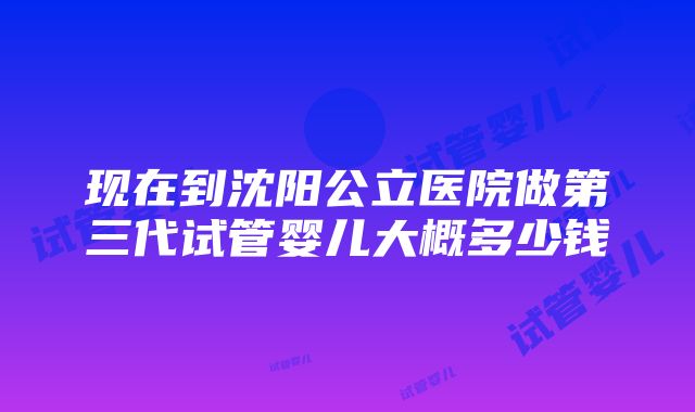 现在到沈阳公立医院做第三代试管婴儿大概多少钱