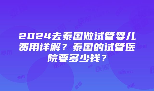 2024去泰国做试管婴儿费用详解？泰国的试管医院要多少钱？