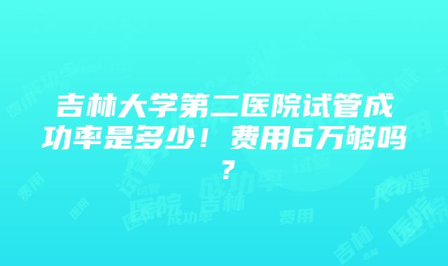 吉林大学第二医院试管成功率是多少！费用6万够吗？