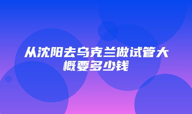 从沈阳去乌克兰做试管大概要多少钱