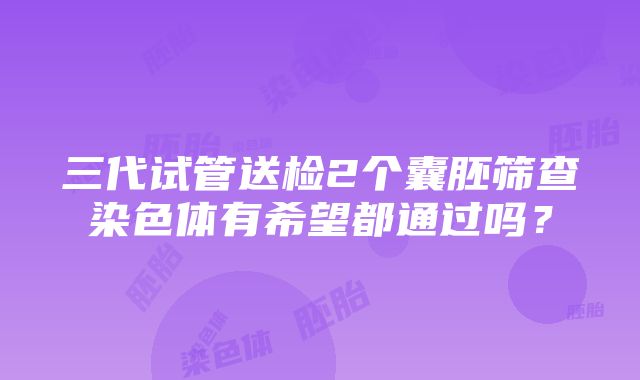 三代试管送检2个囊胚筛查染色体有希望都通过吗？