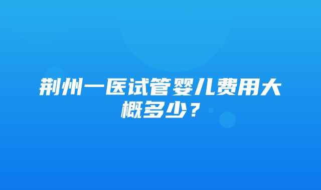 荆州一医试管婴儿费用大概多少？