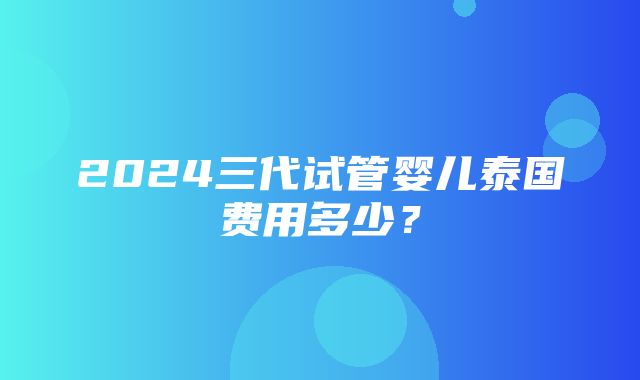 2024三代试管婴儿泰国费用多少？